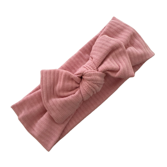 Pink Ribbed Knit Headband