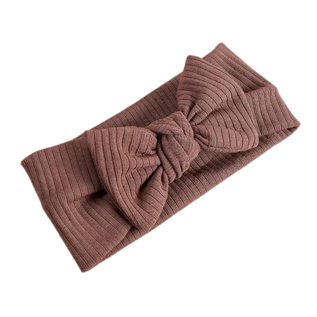 Brown Ribbed Knit Headband